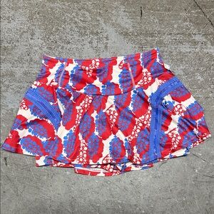 Free People Movement Red and Blue Patterned Skirt